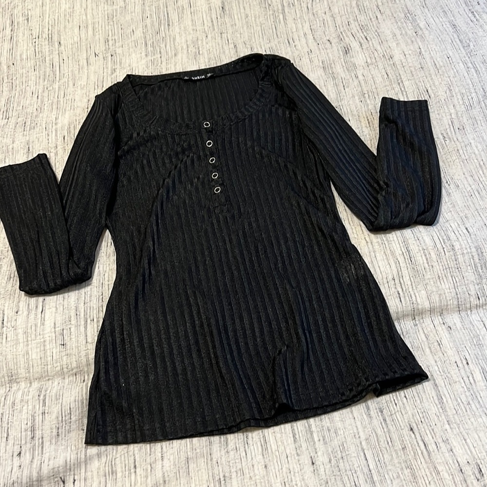 Sheer long sleeve black top size small from shein